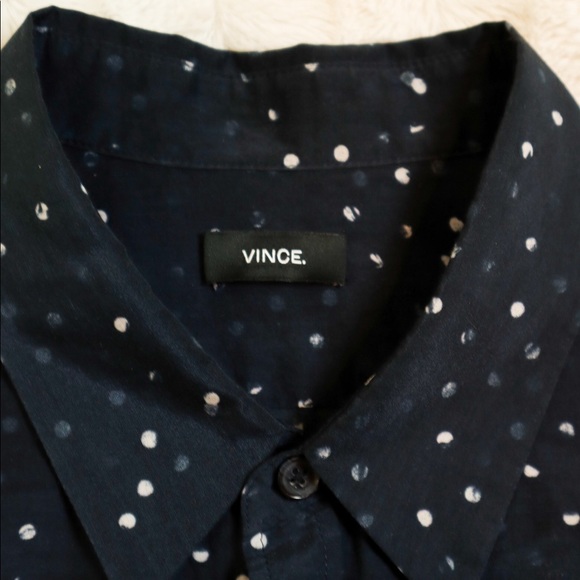 *SOLD* (Sample) Vince Pencil Dot Shirt Coastal Blue - Picture 3 of 4